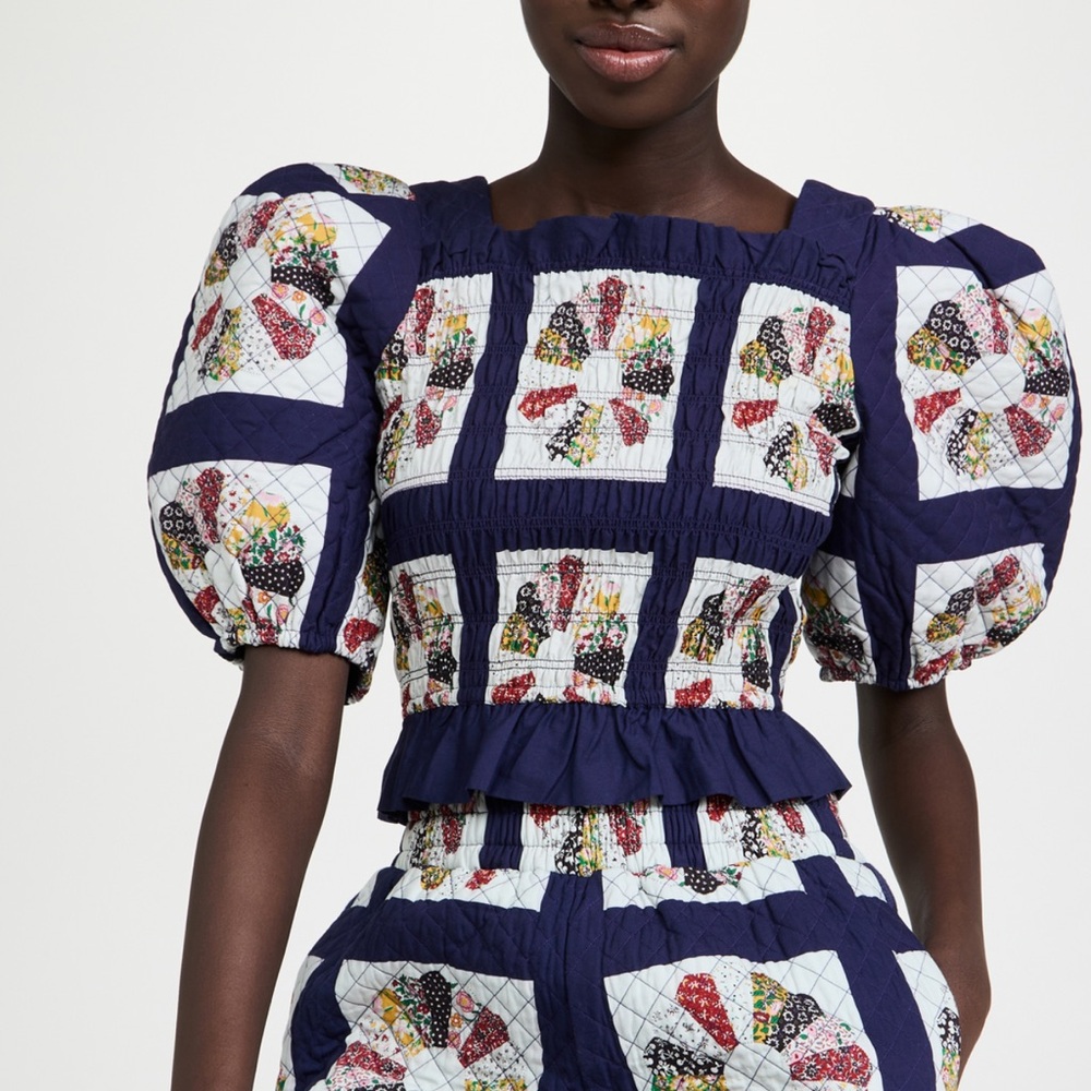 Sea New York Puff Sleeve Smocked Top